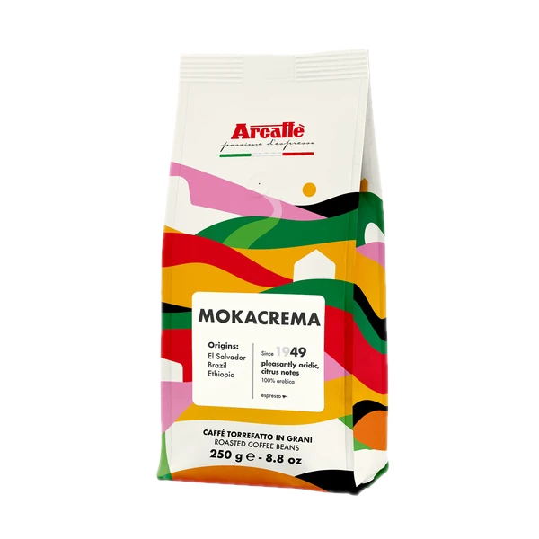 Kawa ziarnista Arcaffe Mokacrema 250g, mieszanka arabiki, o delikatnym, kremowym smaku