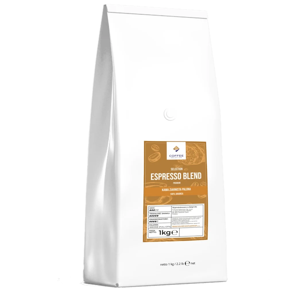 Kawa Espresso Blend 1 kg, w białym opakowaniu, premium, 100% Arabica
