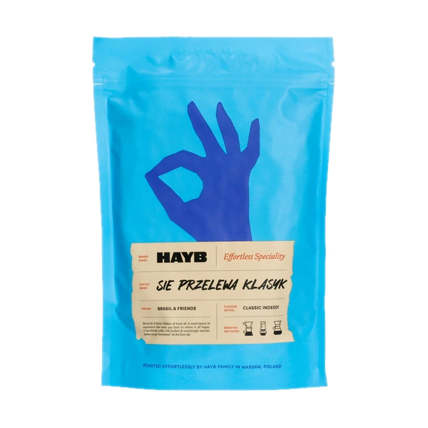 HAYB Się Przelewa Klasyk Filter Blend - 250 g kawy ziarnistej w niebieskim opakowaniu